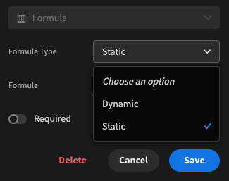 Saving a 'Static' formula