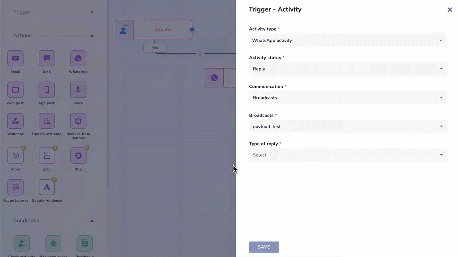 Creating a Campaign for Trigger based message