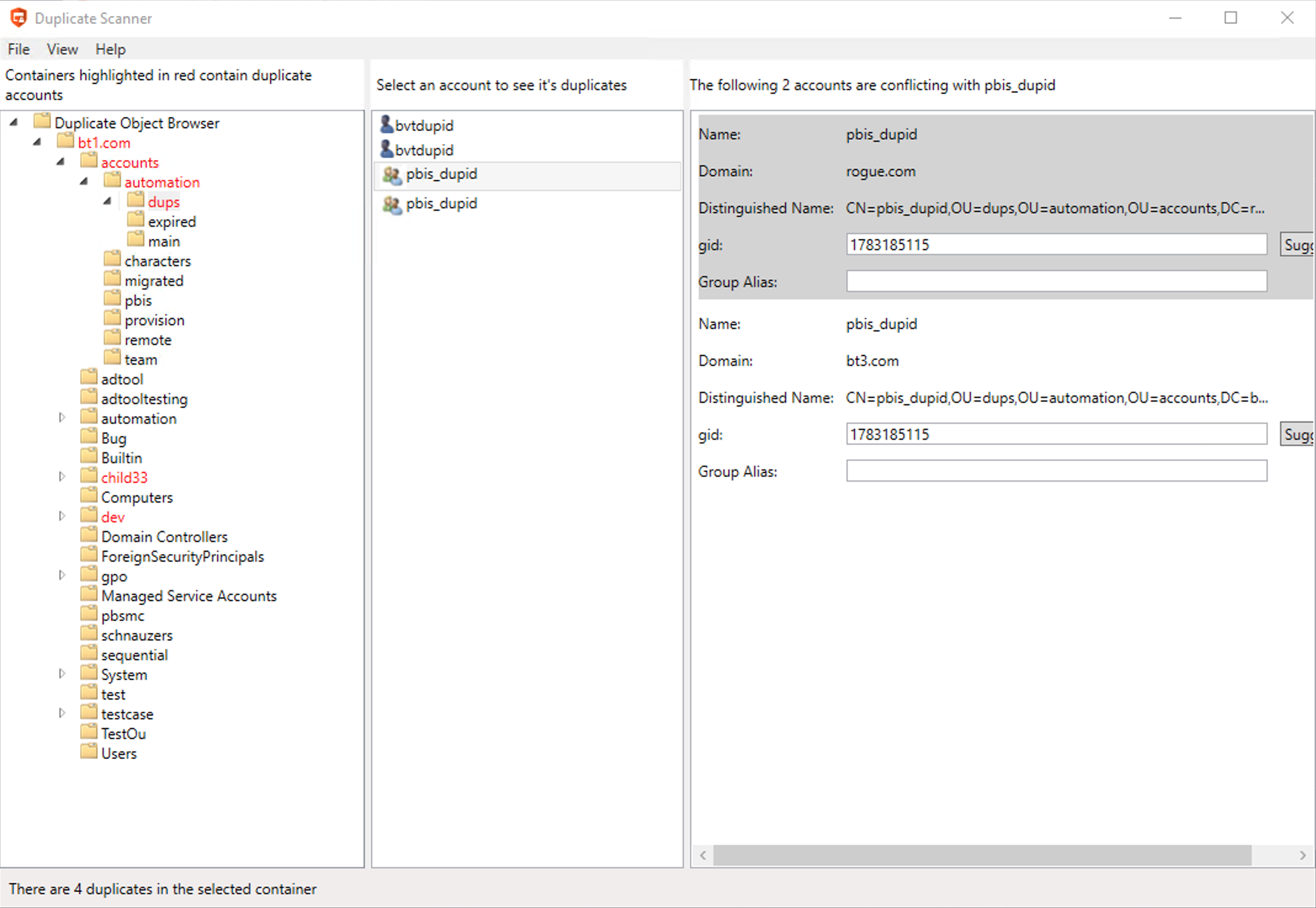 Use BeyondTrust Management Console to find duplicate objects in Active Directory