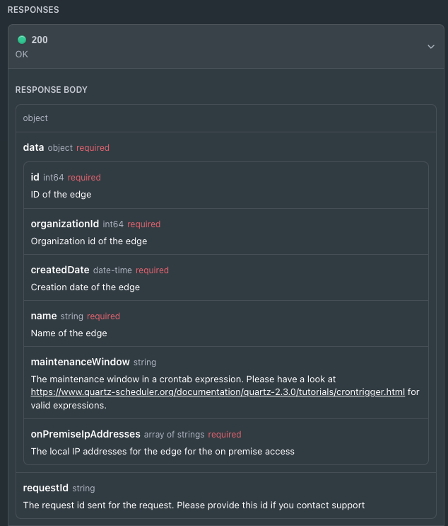 Response of Get Edge API Call