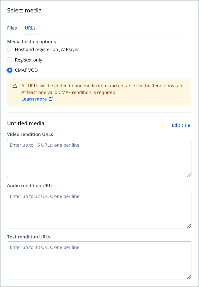 Creating a CMAF VOD media item