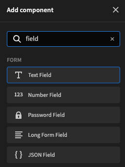Search for and select a field to add