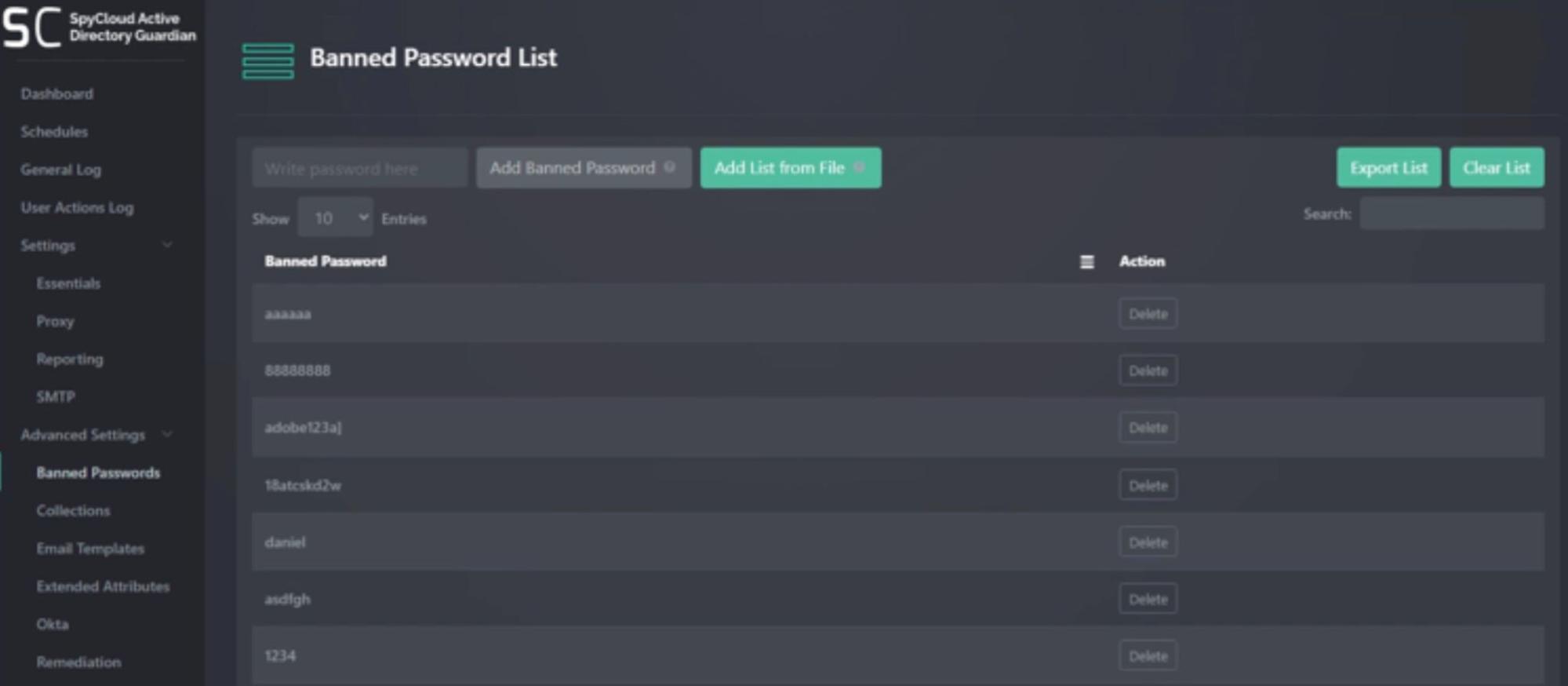 Banned Password List Overview