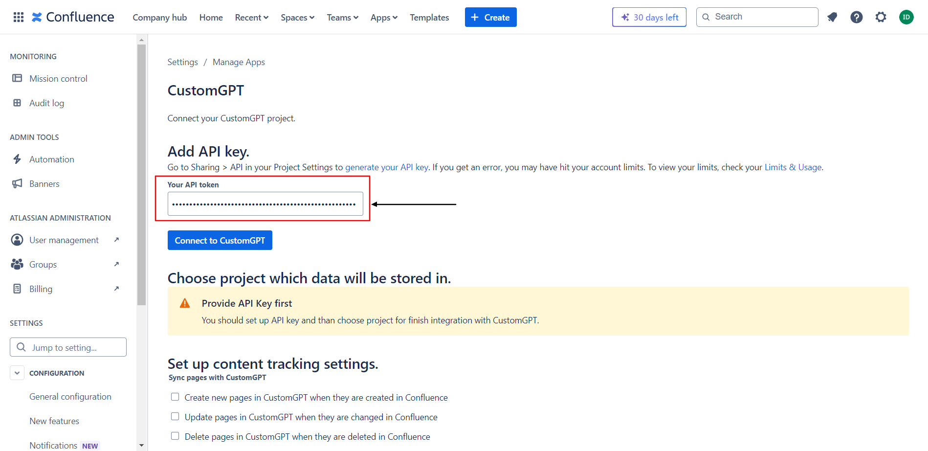 Connect to CustomGPT.ai