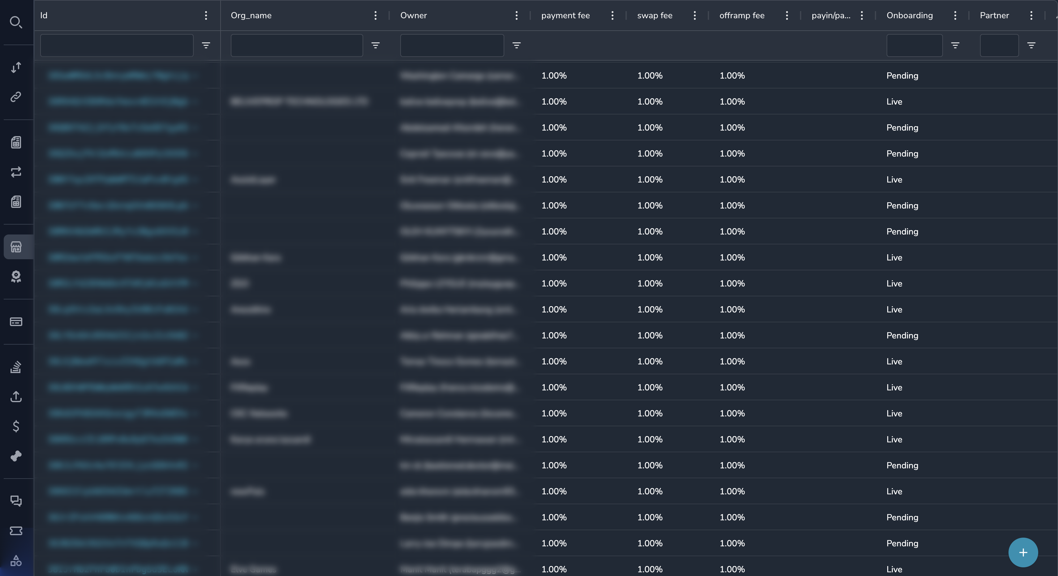 Merchants list view