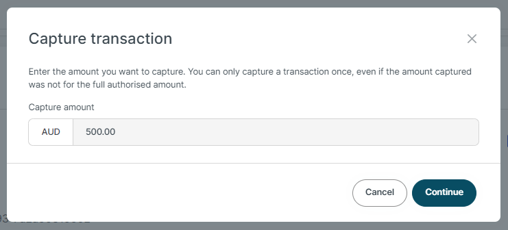 Caption transaction screen