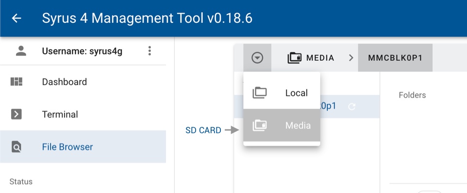Browse the contents of an SD card from the File Browser