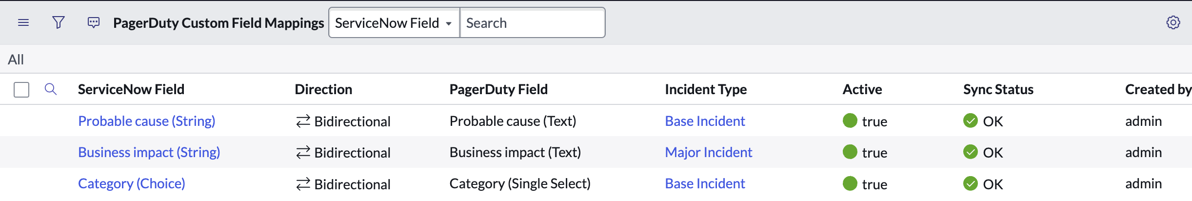 Custom Field Mappings in ServiceNow