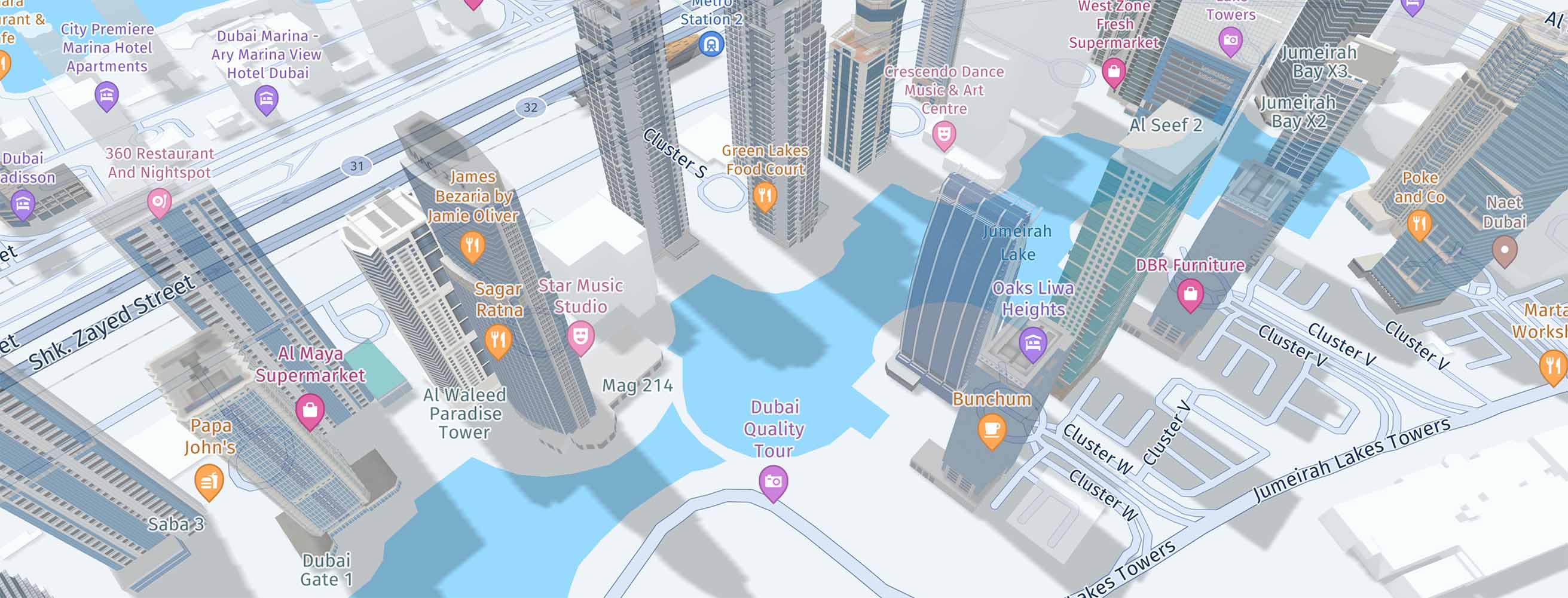 Screenshot: MapFeatures.shadows with MapFeatureModes.shadowsAll shows shadow for all building types (extruded buildings and landmarks).
