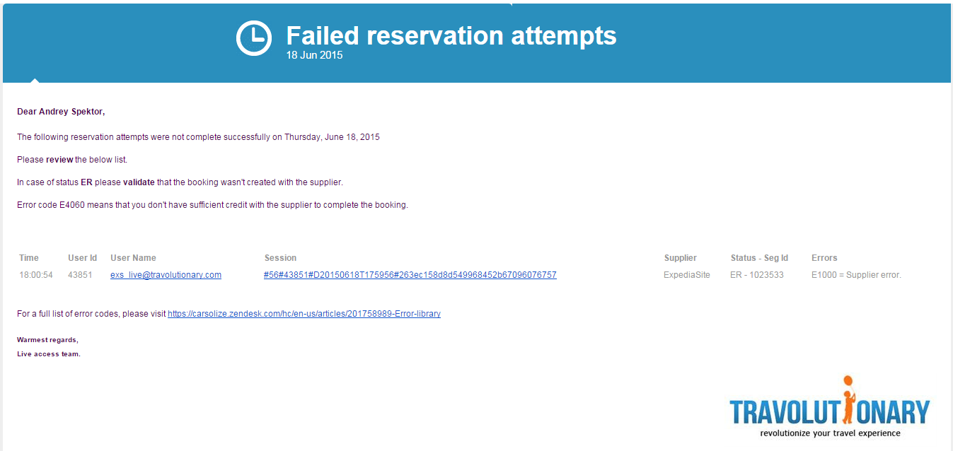 Failed reservations attempts