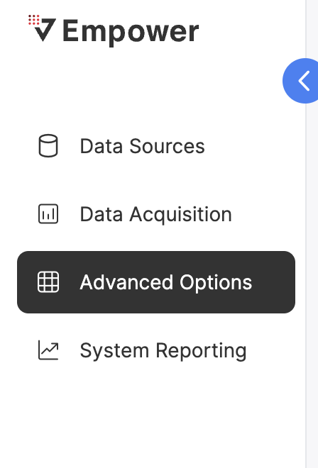 The Advanced Options pane.