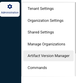 Artifact Version Manager menu option