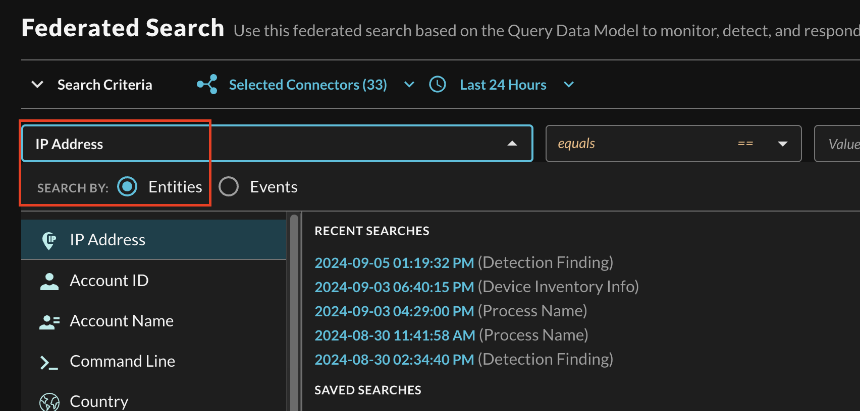 FIG 14. - Selecting a specific Entity from the search dropdown