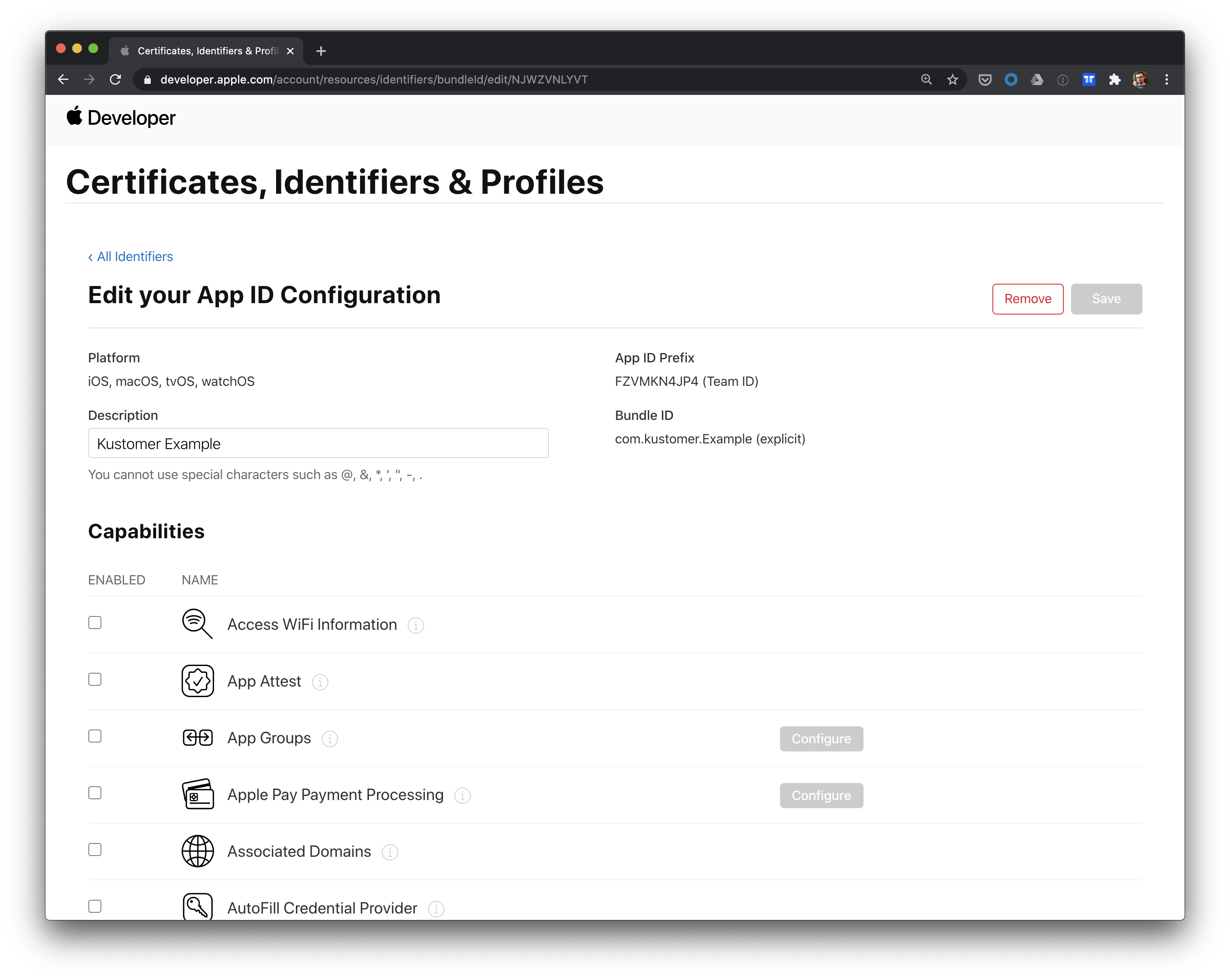Edit your app ID configuration in the Apple Developer portal.