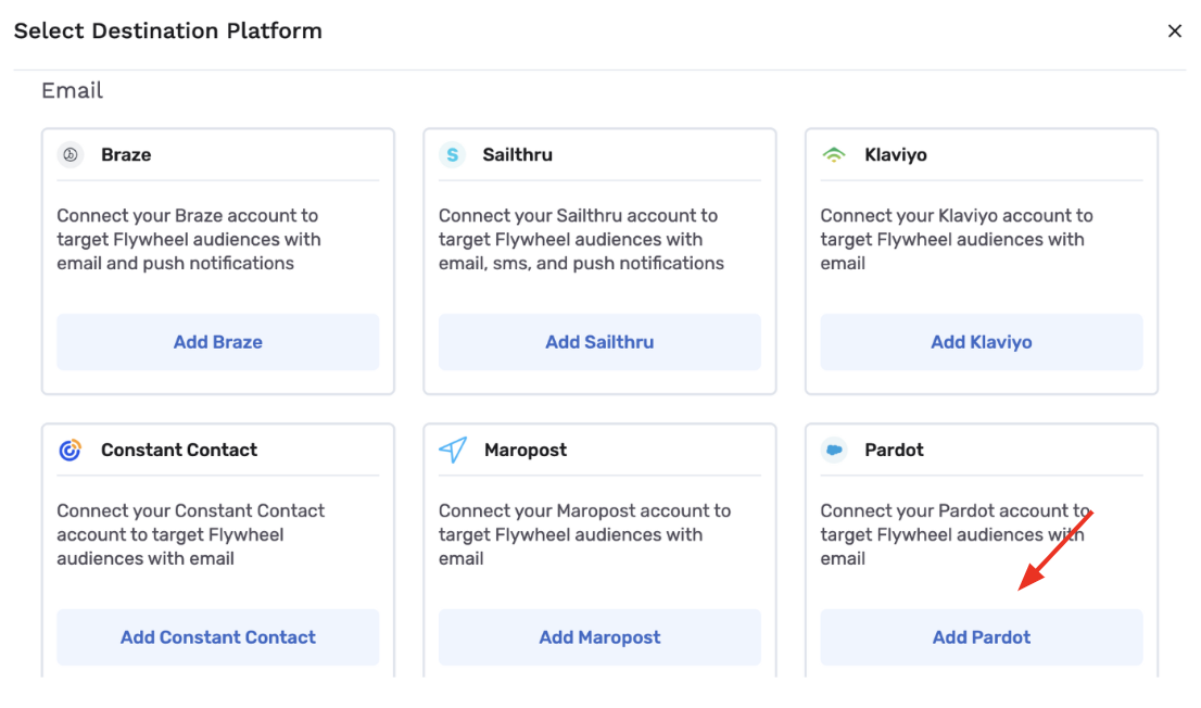 select pardot destination