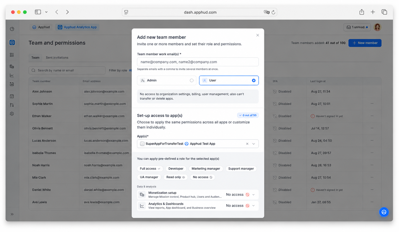 Apphud - User Invitation with Roles