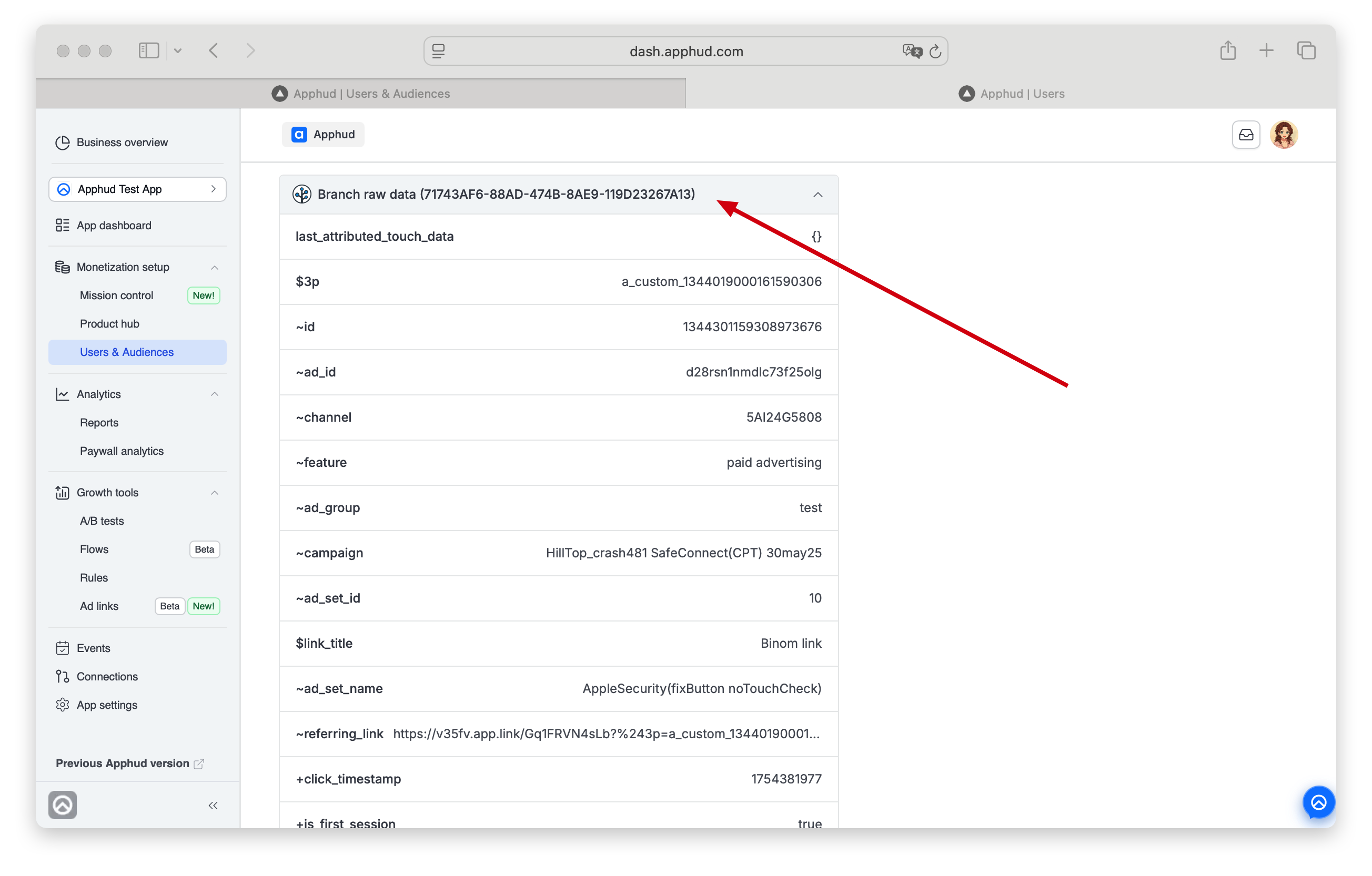 Branch - Raw attribution on a User Page