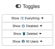 Entitlement Tokens View Toggles