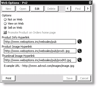 From Orders, select Manage inventory > Manage products, select a product from the list of Current Products, and click Web