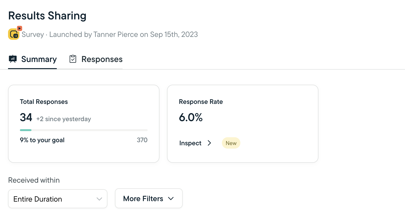 Launch from the Response Rate tile