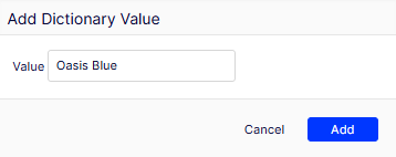 Screenshot of the Add Dictionary Value window in Commerce Connect