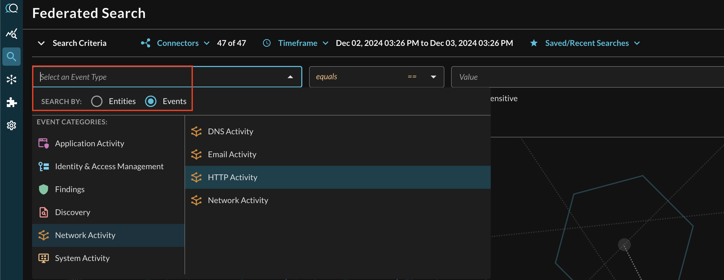 FIG. 14 - Searching for HTTP Activity Event Classes