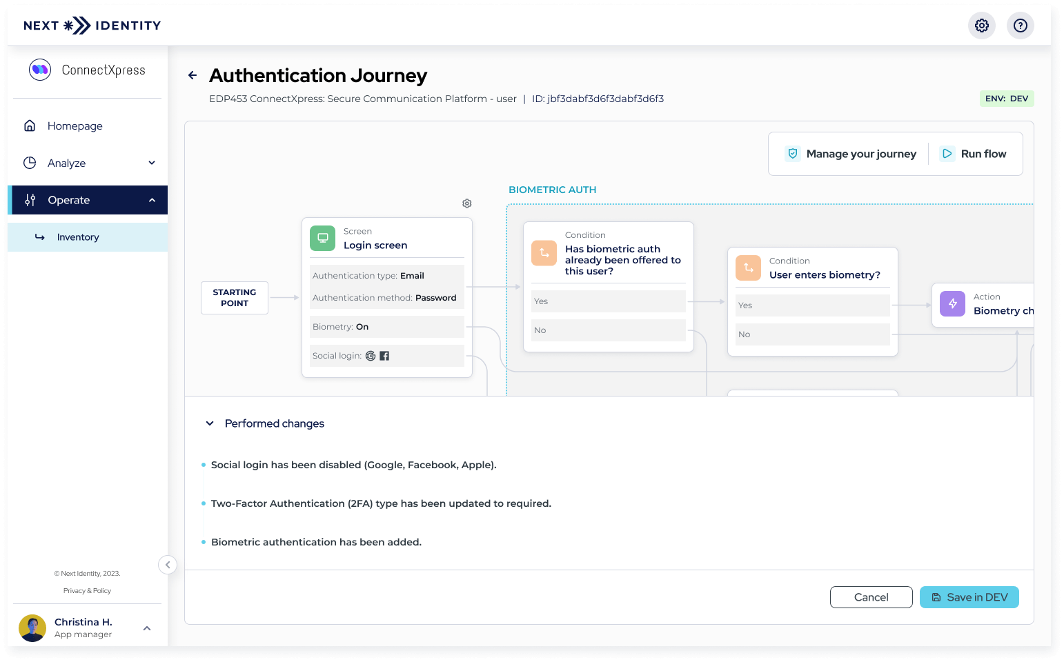 Reviewing changes in Authentication Journey