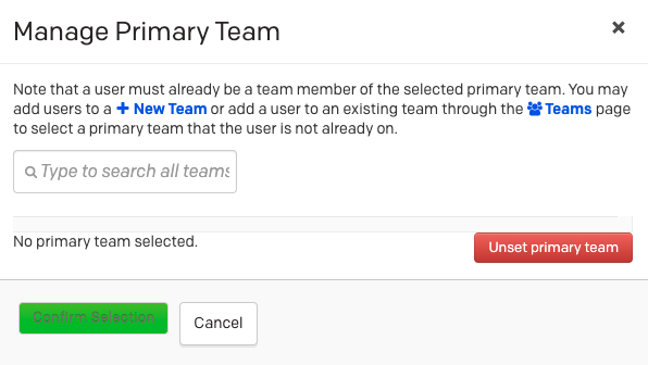 Manage primary Team