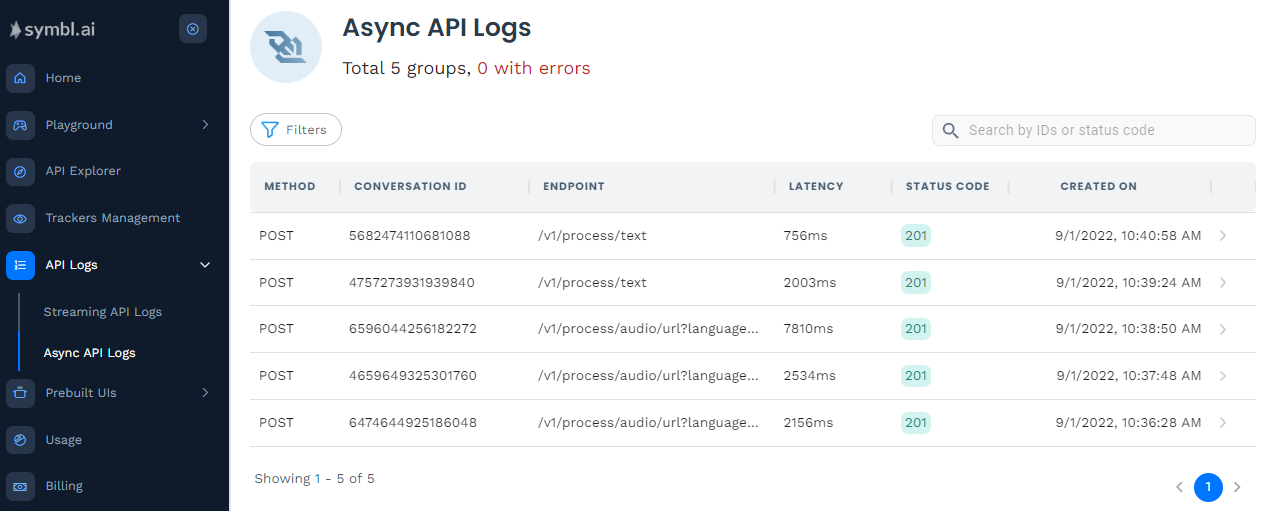 Async API Logs