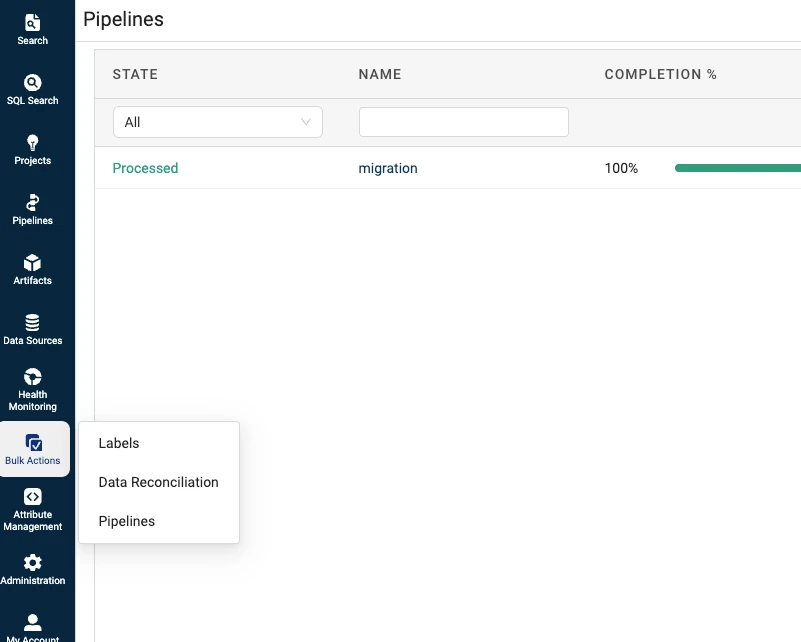 Pipelines page