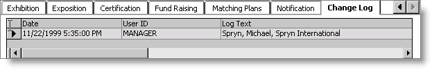 From Customers, select Manage customers, find customer record, and select Change Log tab