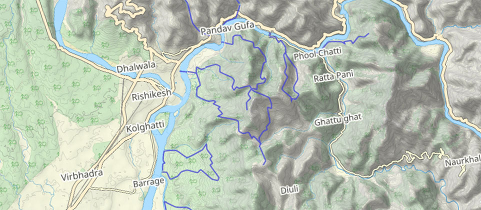 Screenshot: An outdoor map layer from Thunderforest.com shown on top of a map view.