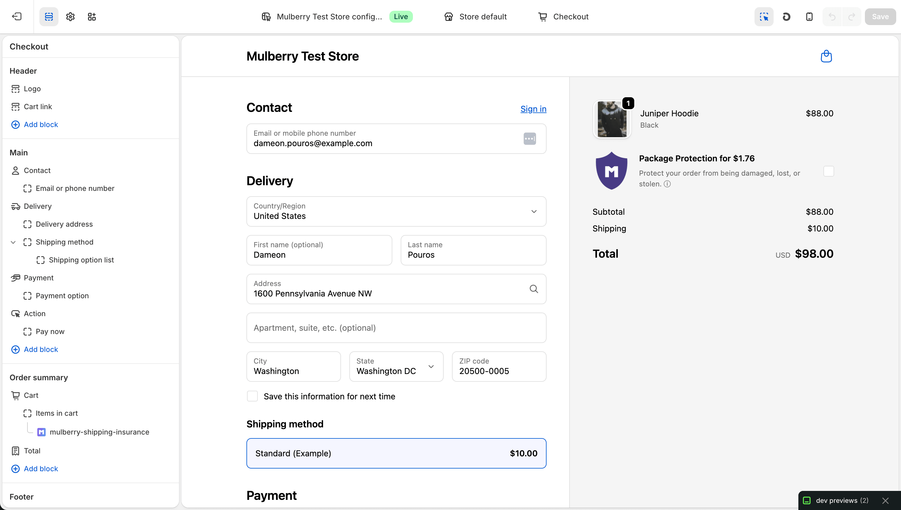Enable Shipping Insurance in Checkout