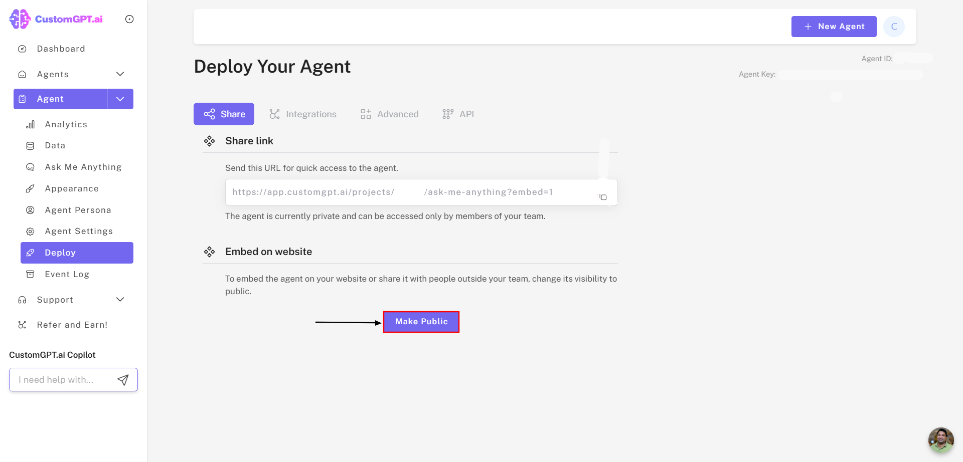 Private AI Agent - CustomGPT.ai