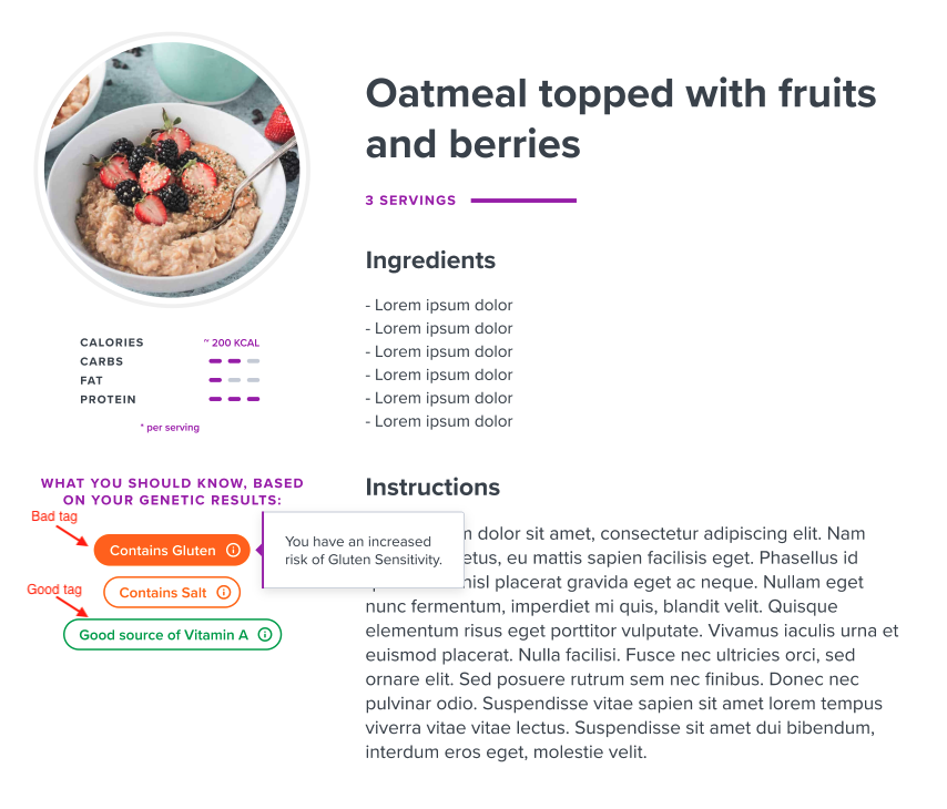 Meal Detail with Tags