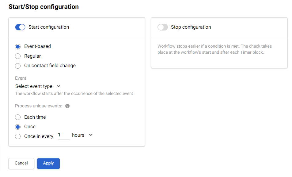 Event-based configuration