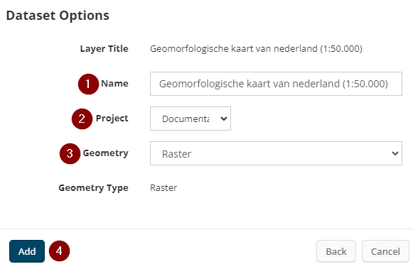 Figuur 9 - Instellen van de dataset.