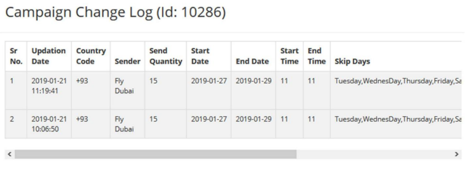 Campaign Change Log Window