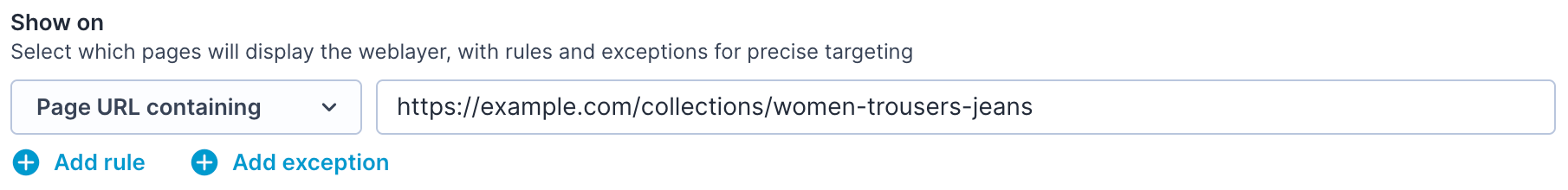 Page URL containing weblayer setting.