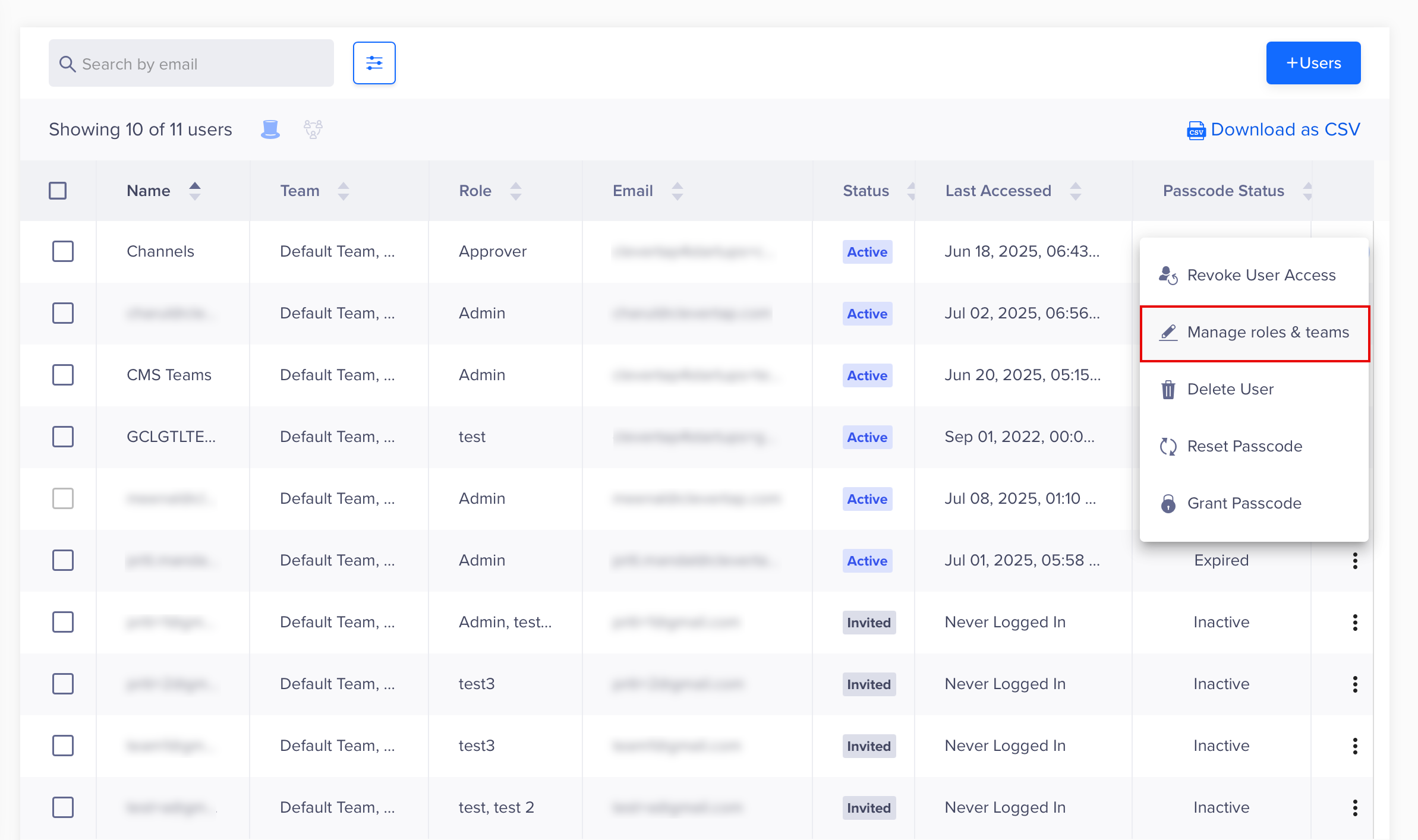 Manage Roles and Teams