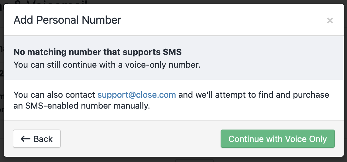 What happens when only SMS-incapable numbers are available for your chosen country/prefix.