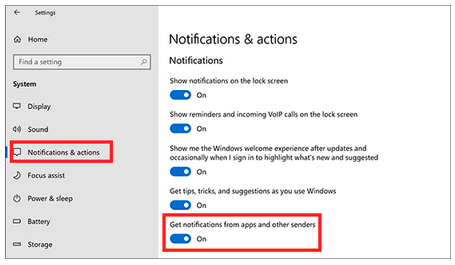 Windows Notification Settings