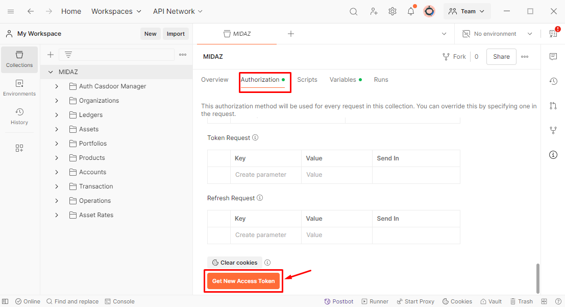 Figure 1. Button at the end of the page to generate a new access token.