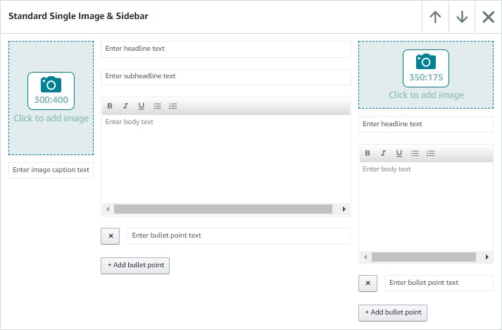 A picture of the editor view for the standard image sidebar module.