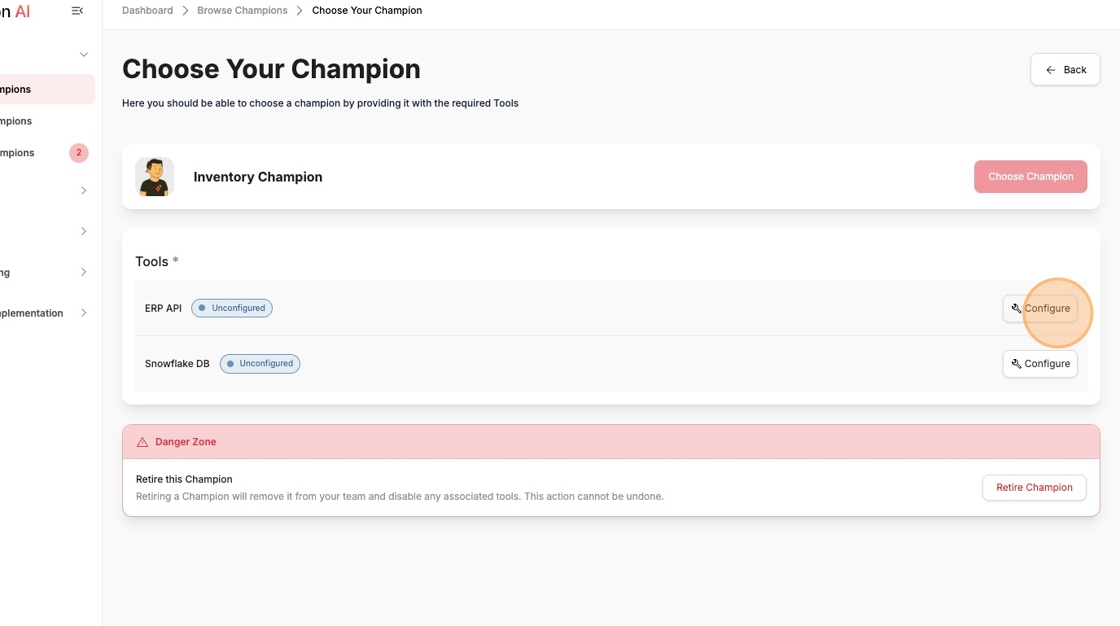 Click Configure on Tool