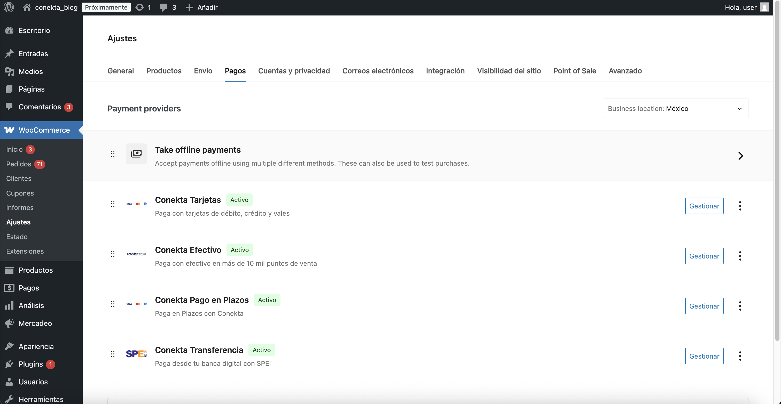 Configuración de plugin Conekta