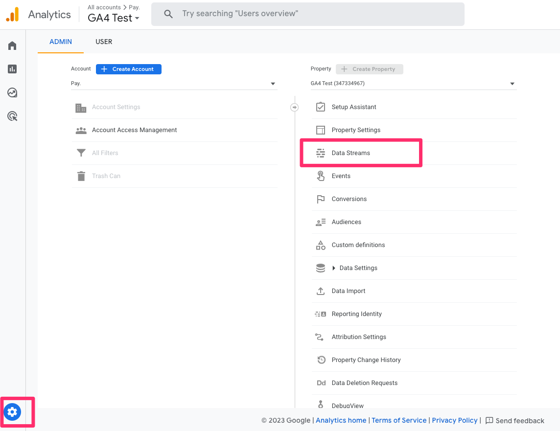 Go to Admin > Data Streams (under "Property")