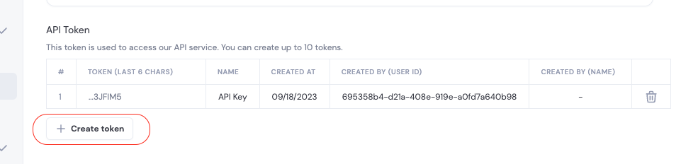 Create a new API Token.