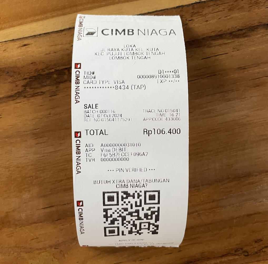 Receipt image with angled QR code