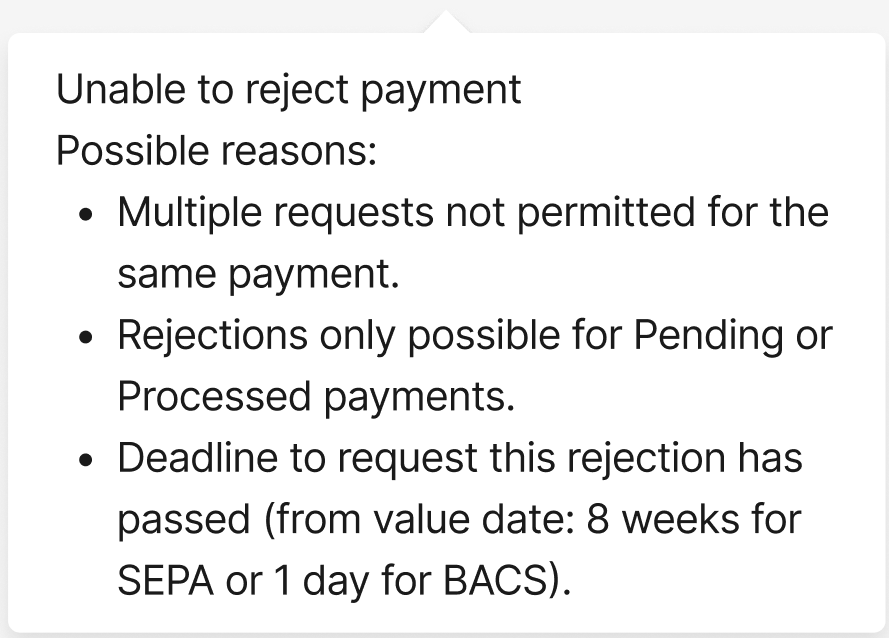 Fig 4. Rejection cannot be requested